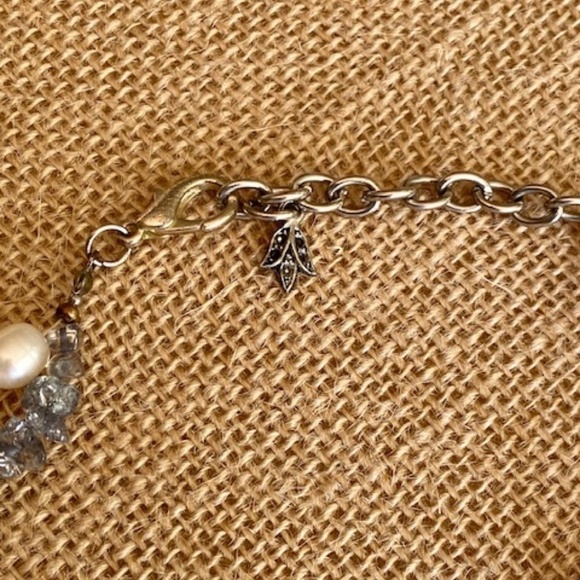 Necklace Pearl Freshwater Authentic double stranded and grey stone necklace. SS - Picture 7 of 10